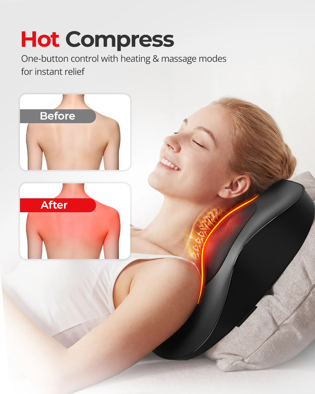 Shiatsu Neck and Back Massager Pillow with Heat