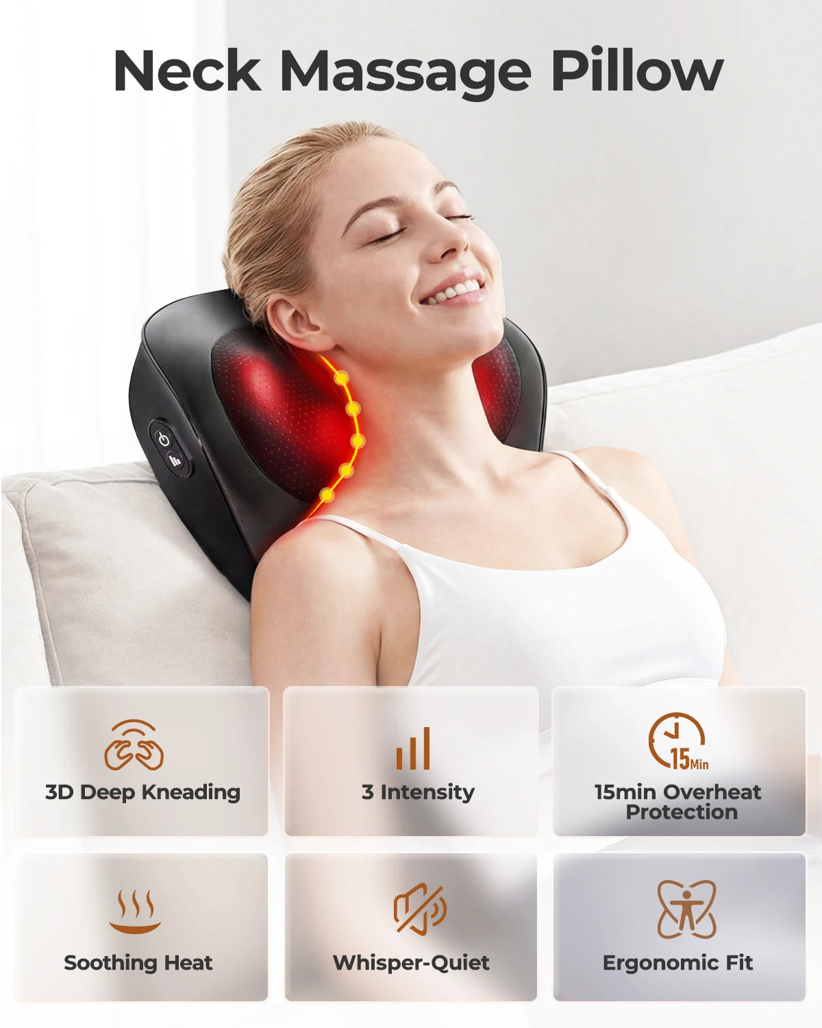 Shiatsu Neck and Back Massager Pillow with Heat